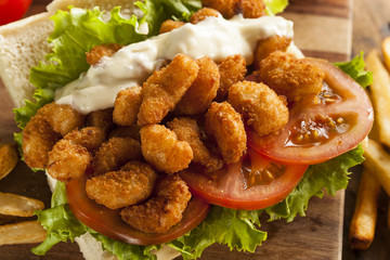 Homemade Shrimp Po Boy Sandwich