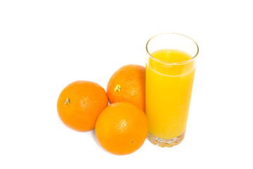 Fresh orange and glass of juice