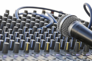 Microphone on the sound mixer