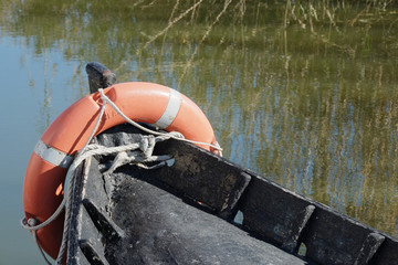 Boat with lifebelt
