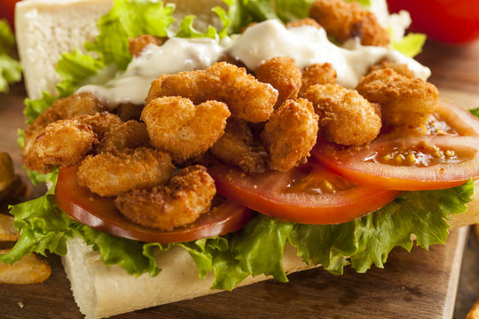 Homemade Shrimp Po Boy Sandwich