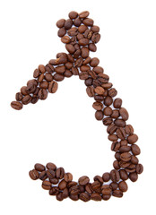 Alphabet from coffee beans isolated on white