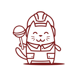 Character builder in helmet and coveralls line art