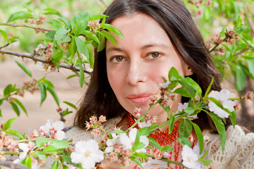 Closeup portrait in spring blossom