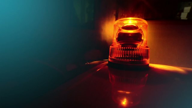 Flashing beacon. Orange flashing and rotating light