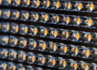 many small yellow LED lamp in a row