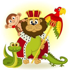 lion king of animal - vector illustration
