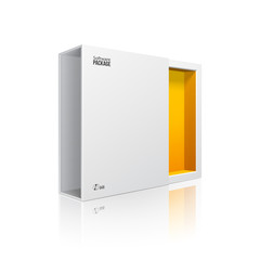 Opened White Modern Software Package Box Orange Yellow