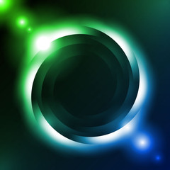 Shiny Dark Round Background Green Blue. Vector EPS10