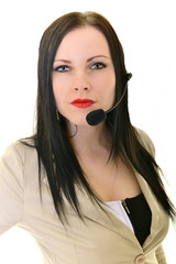 Customer support operator close up portrait