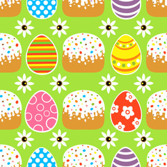 Seamless Easter  background card  with cake ,green