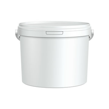 White Tub Paint Plastic Bucket Container.