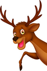 Cute cartoon deer waving