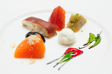 Turkish desserts on a plate