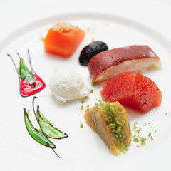 Turkish desserts on a plate