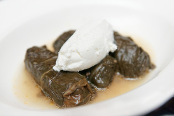 Dolma dish in plate, close-up