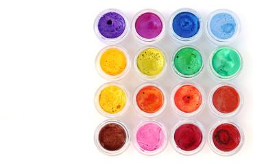 Watercolor palette on white background