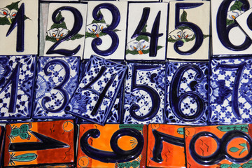Artistic house numbers at Mexican market.