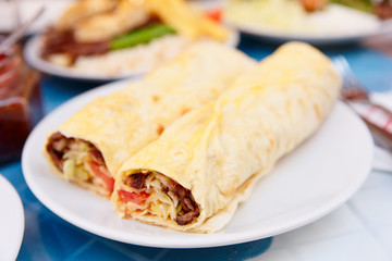 Doner kebab dish on plate