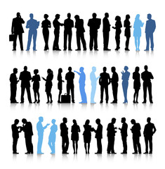 Silhouettes of Business People Group Vector