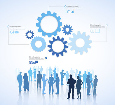 Vector of Business People Discussing with Infographic