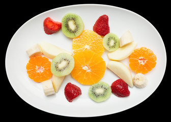 Fruit plate isolated on black