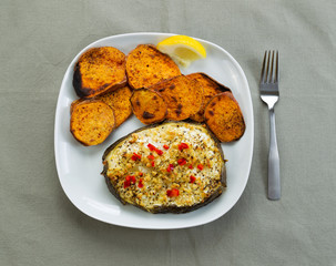 Baked Fish and Yam Slices