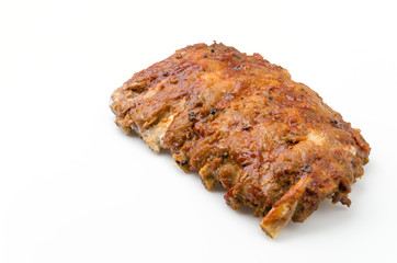 Ribs bbq pork isolated white background