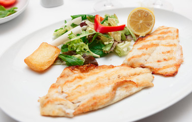 Seabass fillet in plate