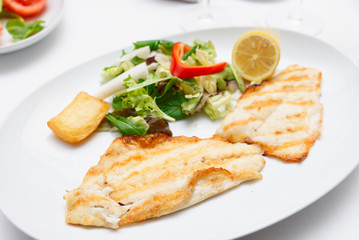 Seabass fillet in plate