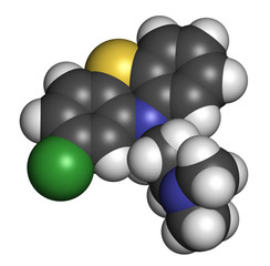 Chlorpromazine (CPZ) antipsychotic drug molecule.