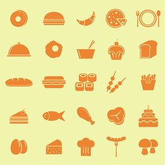 Fototapeta na wymiar Food color icons on yellow background