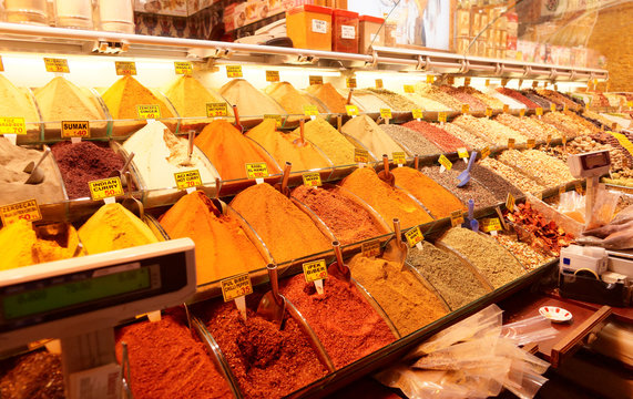 Spices on Turkish market stall