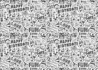 Seamless Doodle Birthday party pattern background