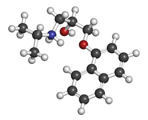 Propanolol high blood pressure drug molecule.