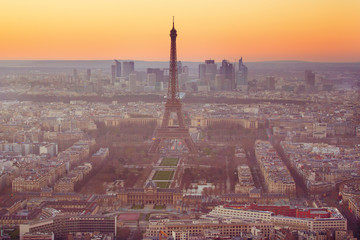 Aerial view of the Eiffel Tower in Paris