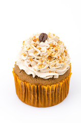 Coffee cupcake isolated white background
