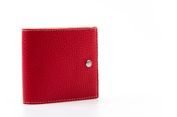 red leather wallet isolated white background