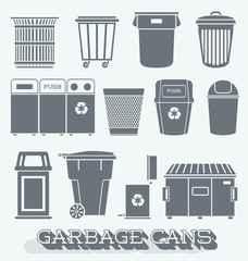 Vector Set: Garbage Cans and Recycling Bins
