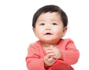 Asia baby girl clapping