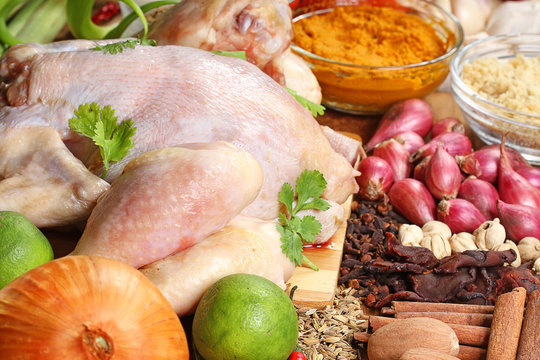 chicken raw and spices