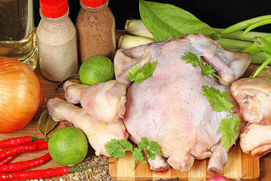 chicken raw and spices