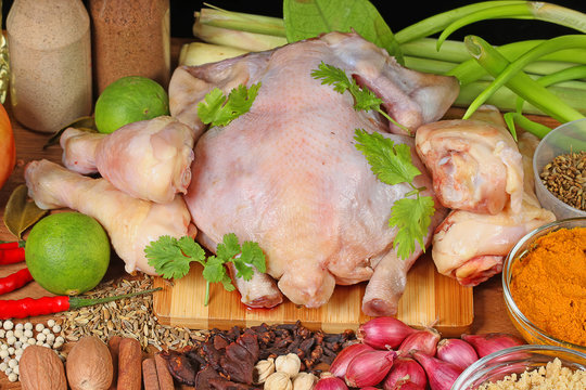 chicken raw and spices