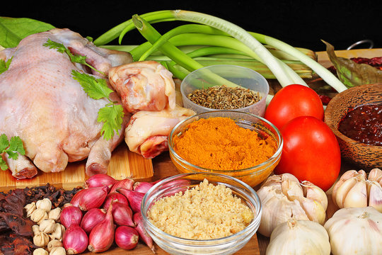chicken raw and spices