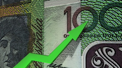 Australian dollar currency value up animation.	
