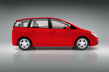 3D Red Family Car