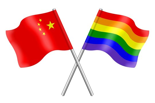 Flags : China and rainbow
