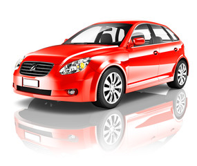 Obraz na płótnie Canvas 3D Red Family Car