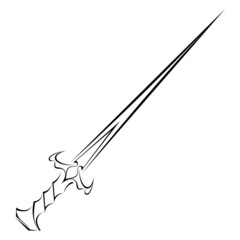 Black silhouette of a knife on a white background