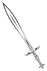 Black sword on a white background